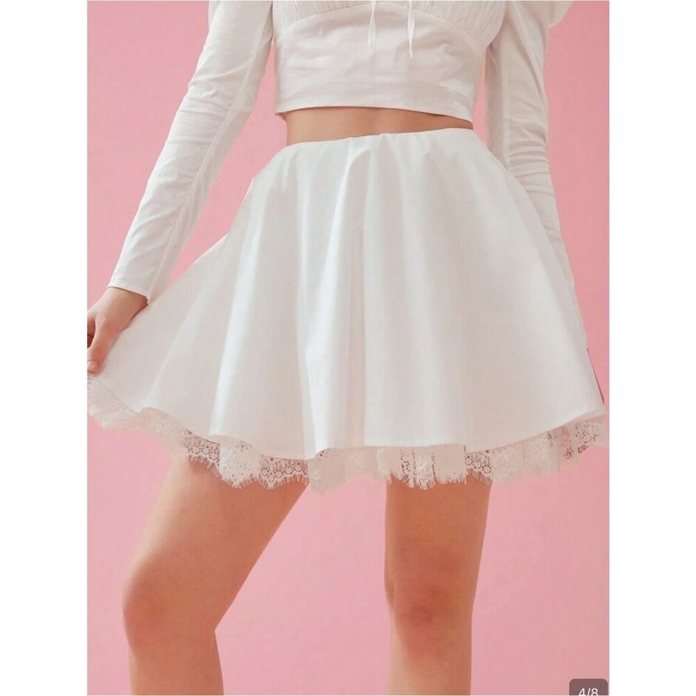 SHEIN White Layered Lace Tulle Fluff Mini Skirt Size Large